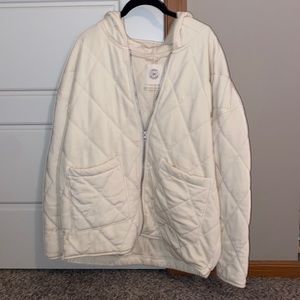 Cream Colored Urban Outfitters Quilted Jacket